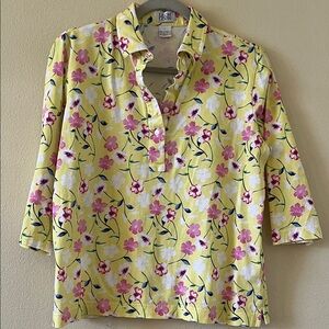 Leon Levin Vintage Floral 100% Cotton Top size L